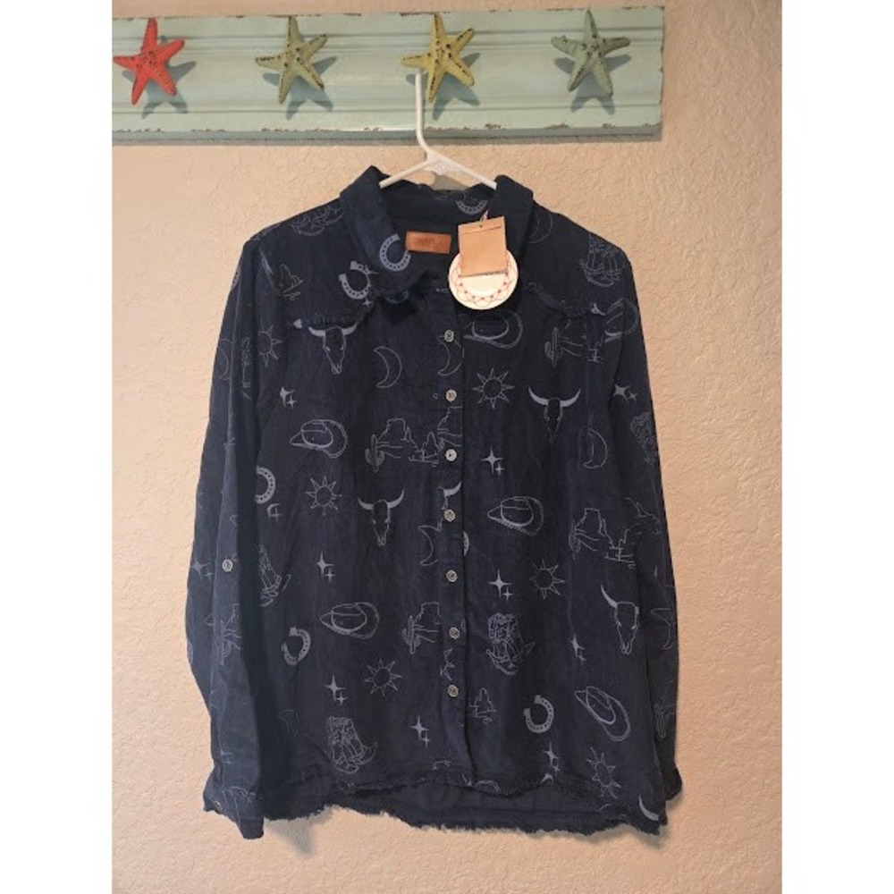Umgee Blue Western Button Down